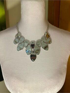 INC International Concepts Silver Polished Teardrop Bib Necklace